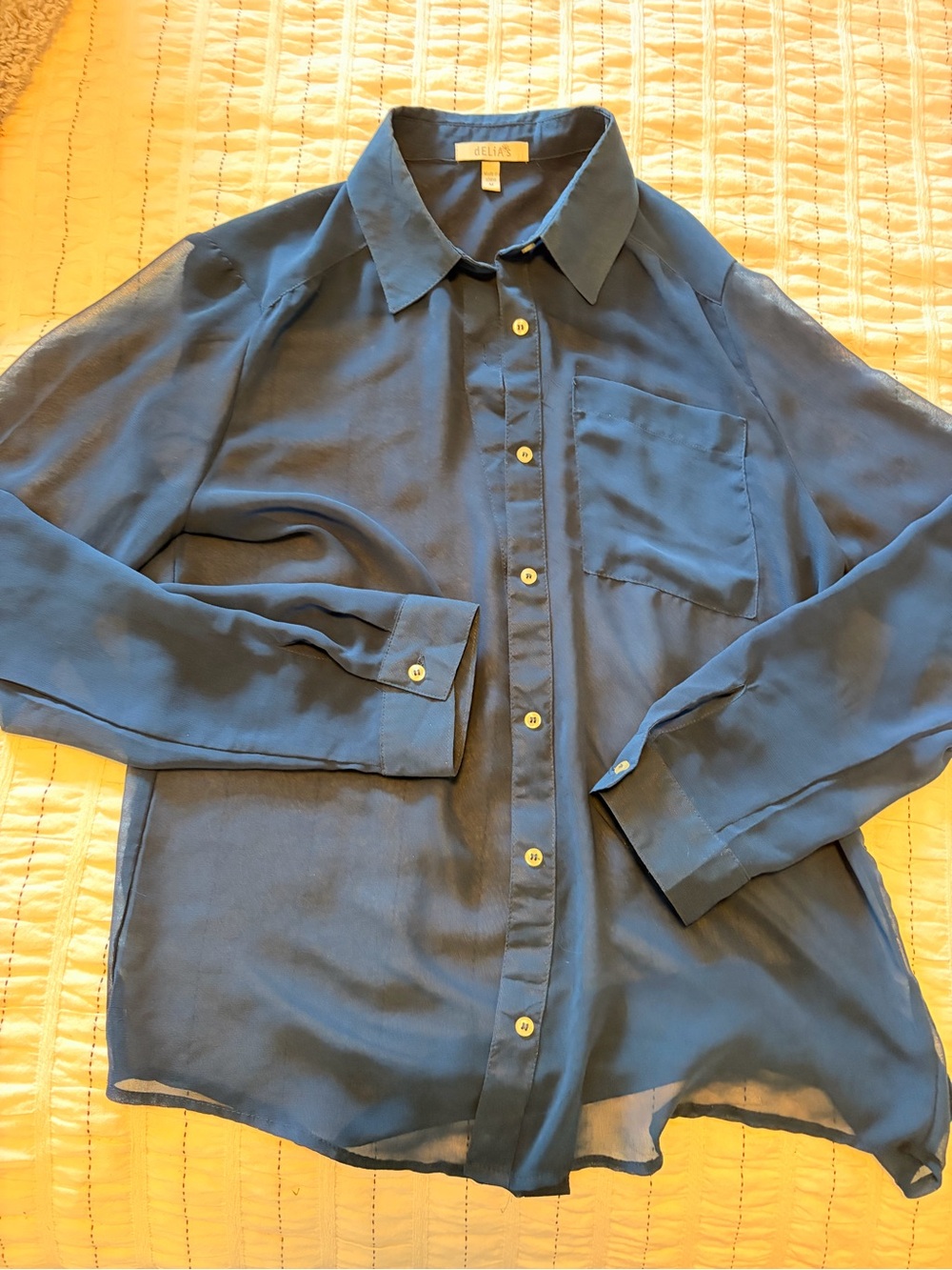 dELiA*s Navy Blue Casual Button-Down Shirt